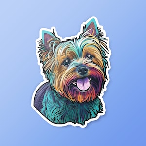 Yorkie Sticker vinyl sticker, dog laptop sticker, puppy art pet sticker, cartoon animal sticker, AI generated dog sticker, premium stickers