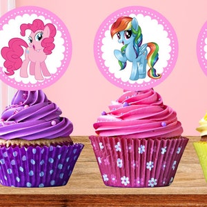 My Little Pony Cupcake Toppers, Digital Toppers, 12pcs Cupcake Toppers, Regular-sized Cupcakes ...