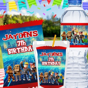 Roblox Birthday Party Labels | Custom Juice Pouch, Chips Bag Decorations (Digital Download)