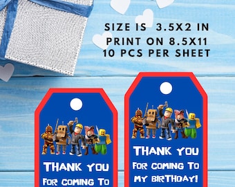Roblox Thank You Tags: Customizable Printable (Digital Download)