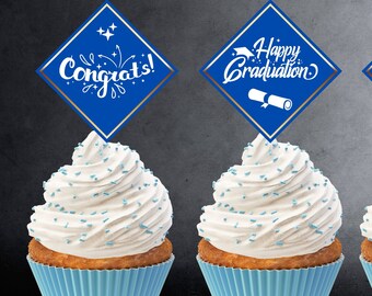 Assorted Graduation Cupcake Toppers Template, Digital Toppers, Printable Toppers, Instant Download