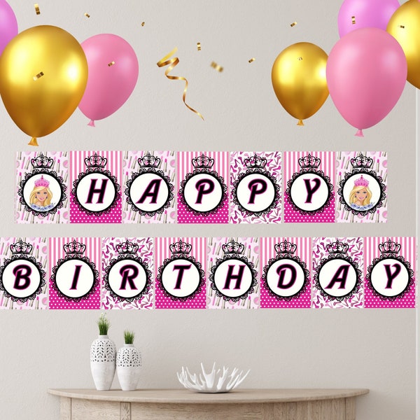 Doll Birthday Banner, Doll Banner, Doll Bunting, Customized Banner, Digital Download, Free Customize, Printable