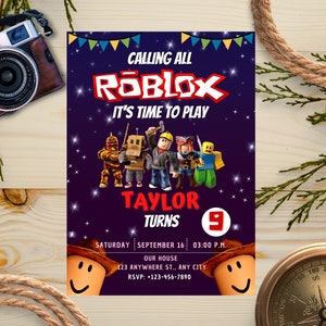 Roblox Birthday Invitation, Free Customization, Personalized and Editable Template, DiY Invitation, Digital File, Instant Download