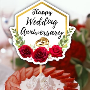 Jubiläum Cake Topper, Hochzeitstag Cake Topper, Digitale Datei, Printable, Instant Download, A4