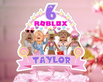 Roblox Girl Birthday Cake Topper – Personalized Digital Download