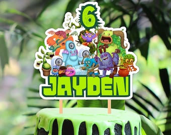 Monsters Cake Topper, Personalized Birthday Party (Digital Download)