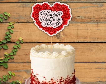 Valentine's Cake Topper, Happy Valentine's Cake Topper, Printable Topper, Instant Download