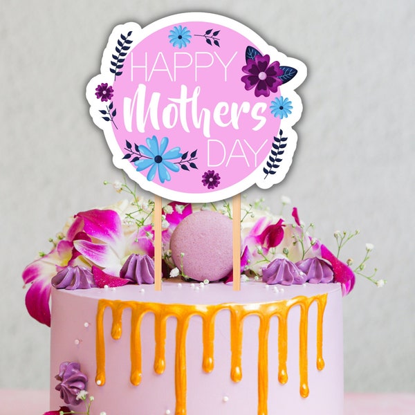 Feliz Día de la Madre Cake Topper, Topper de Pastel Imprimible, Descarga Instantánea