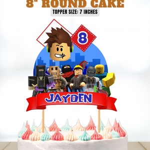 Digital Roblox Cake Topper – Customizable + Free Cupcake Toppers
