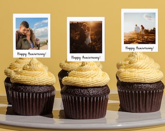 Gepersonaliseerde fotocupcaketoppers: decoratie jubileumfeest (digitaal bestand)