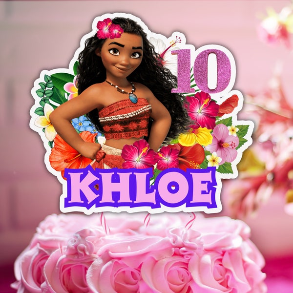 Moana Cake Topper, Free Customize, Cake Topper, Stitch Cake Topper, Digital File, Printable