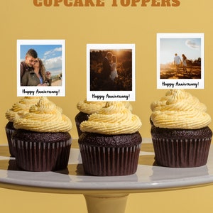 Polaroid Cupcake Toppers, Instax, Photo Cupcake Toppers, Free Customize, Digital File, Printable, 12 pcs toppers