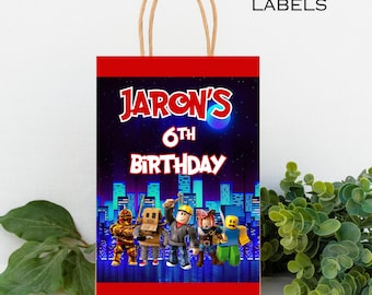 Roblox Birthday Gift Bag Labels: Personalized Printable Stickers (Digital Download)