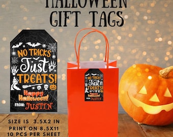 Personalized Halloween Gift Tags | Printable Goodie Bag Labels (Digital Download)