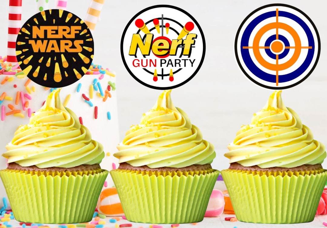 Nerf Cupcake Toppers, Dart, Digital Toppers, 12 Pcs Cupcake Toppers ...