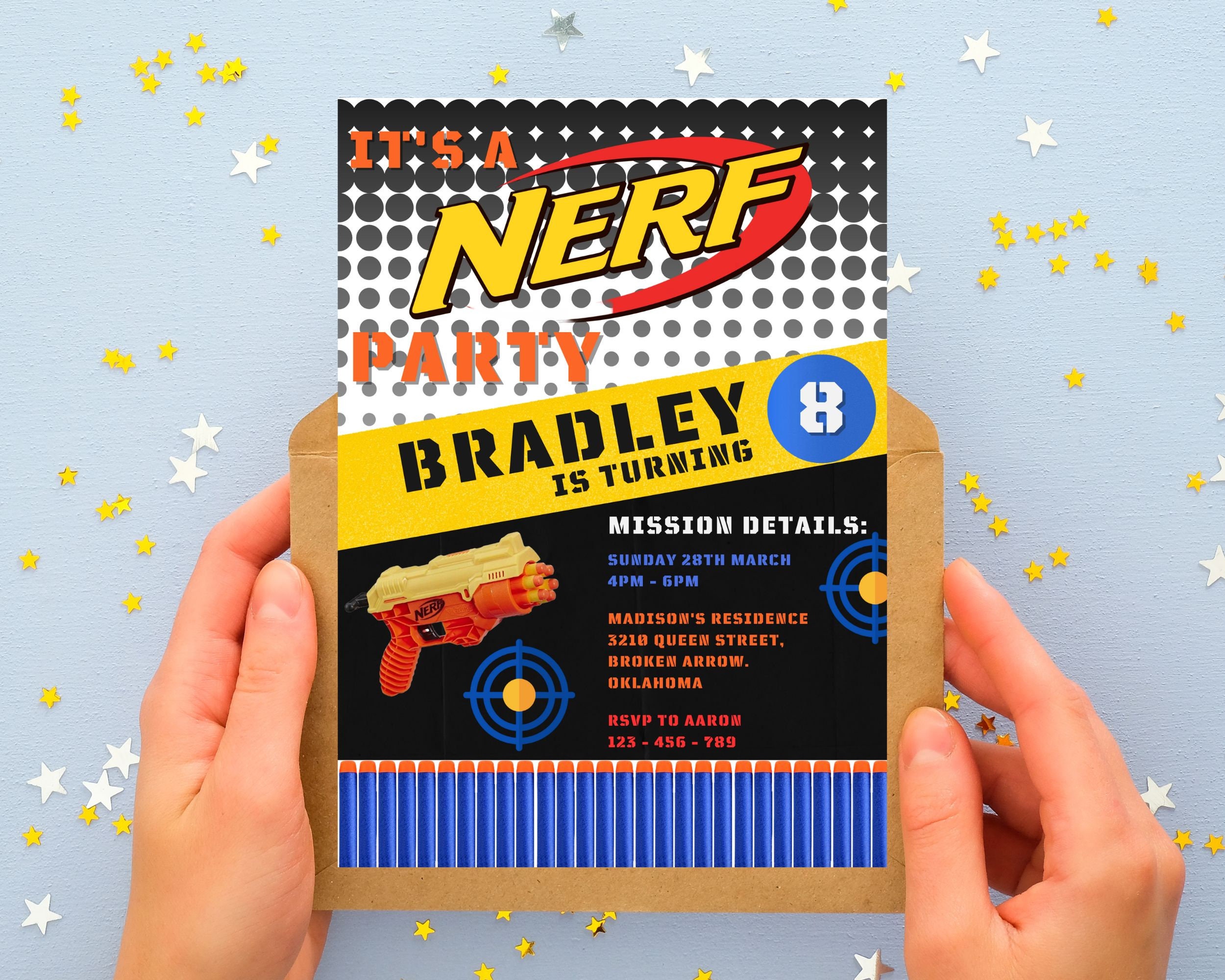 Nerf Birthday Invitation Birthday Party Invitation Game Etsy