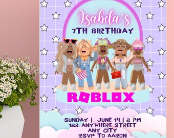 ▷ Digital Invitation Roblox Girls Theme Birthday, FREE