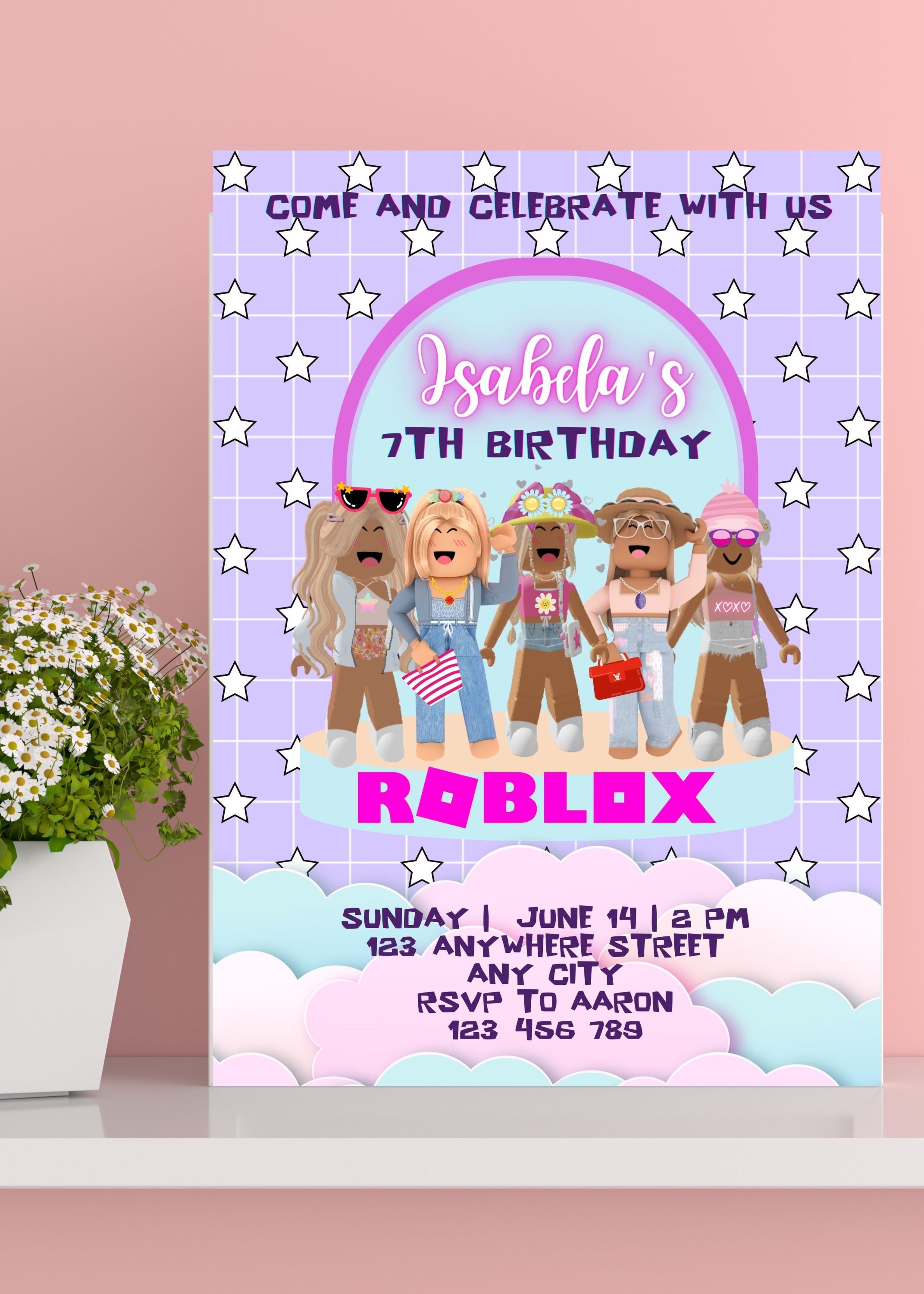 ROBLOX GIRL BIRTHDAY INVITATION Template