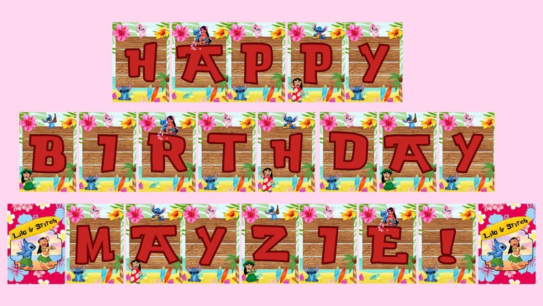 Lilo and Stitch Birthday Banner Lilo Banner Stitch Bunting - Etsy