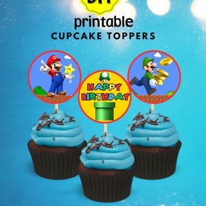 Super Mario Cake Topper With Free 12 Pcs Cupcake Toppers, Mario ...