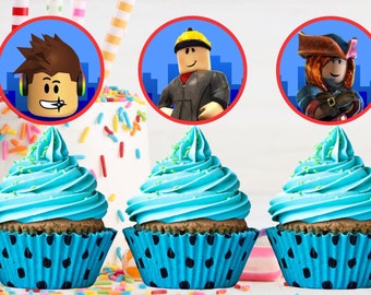 Toppers de Cupcake Roblox: Decoração de Festa Faça Você Mesmo (PDF e PNG)