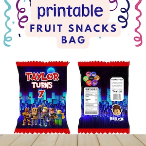 Roblox Fruit Snacks Bag Template, Free Customize, Printable File, Digital Download Only