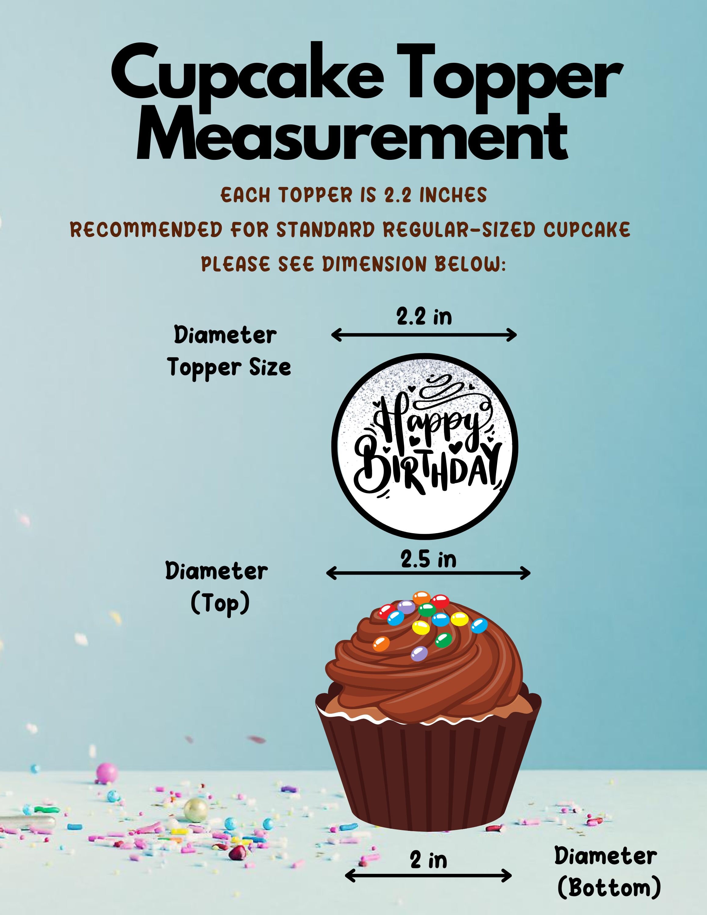 Printable Cake Topper and 12 Cupcake Toppers
