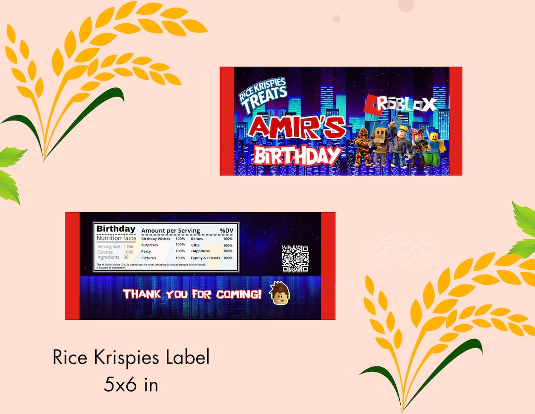 Roblox Rice Krispies Wrappers, Free Customize, Printable File, Digital ...