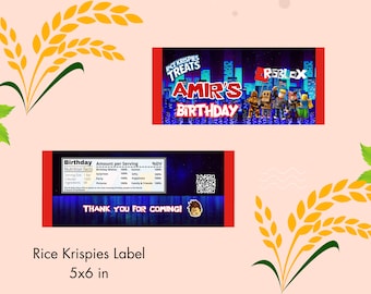 Roblox Rice Krispies Wrappers, Free Customize, Printable File, Digital Download Only