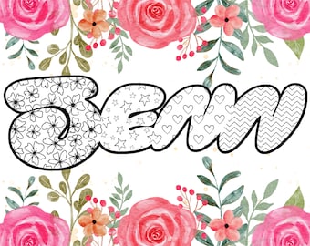 Personalized Name, Coloring Page, Coloring Name, Free Customize, Digital File, Printable File