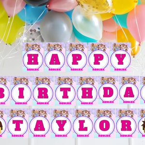 Custom Birthday Banner: Roblox Theme, Printable Party Decor (Digital Download)