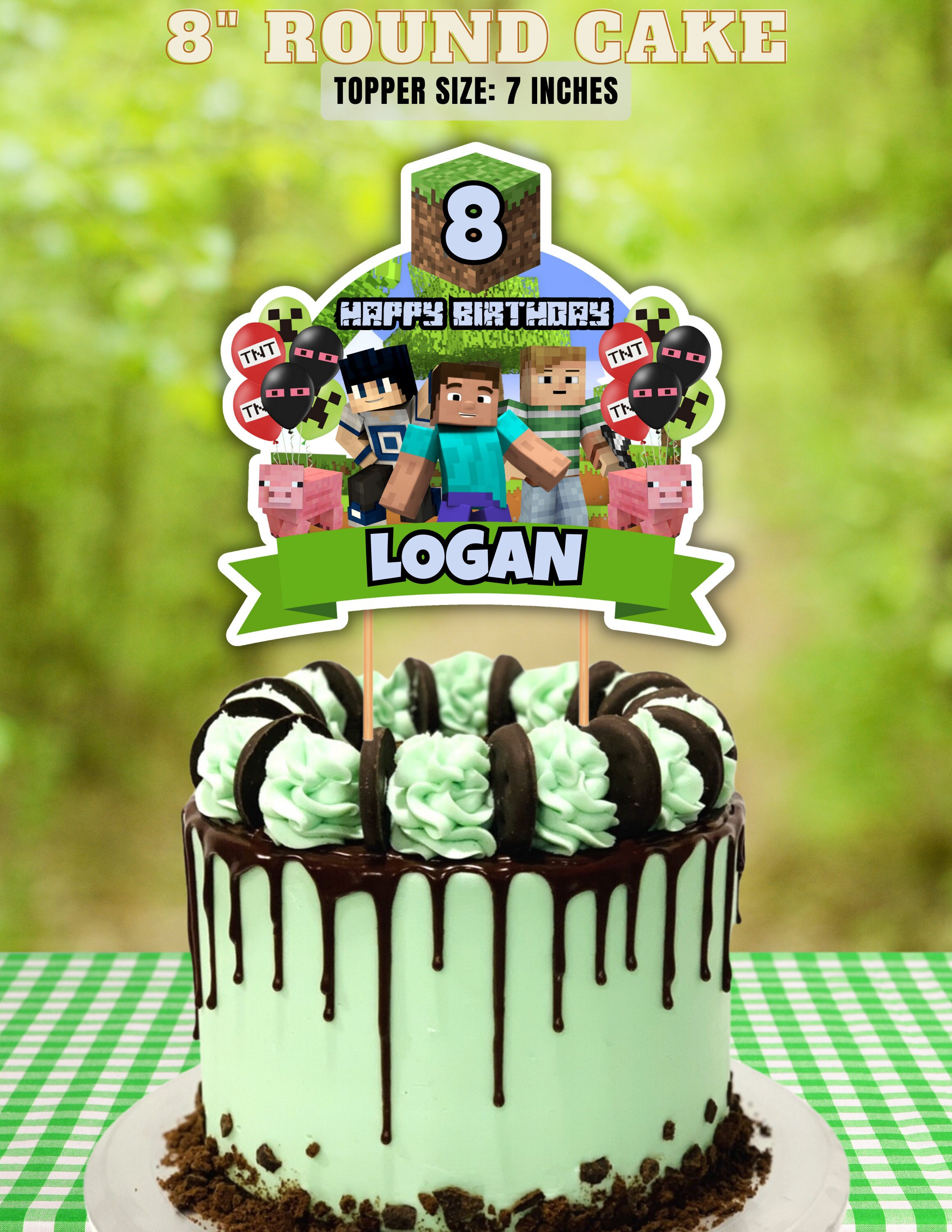 Minecraft Creeper Face Green Edible Cake Topper Image ABPID27364