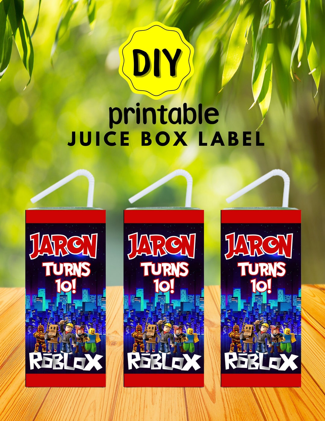 Juice Box Label, Free Customize, Printable File, Digital Download Only