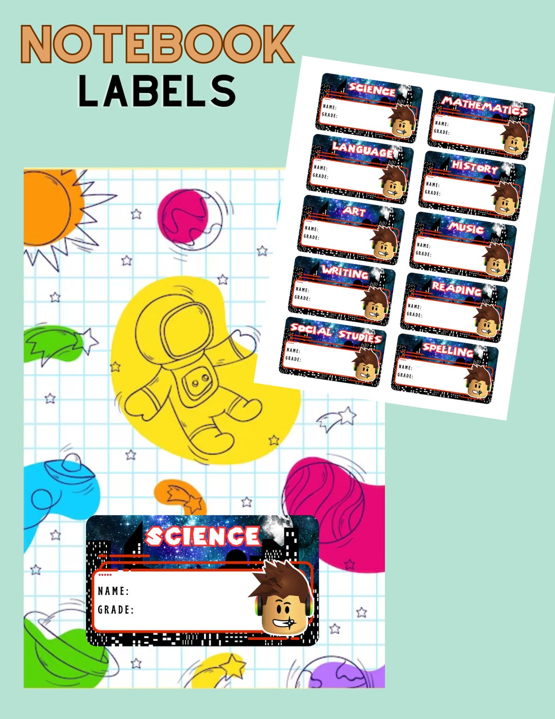 Editable Notebook Label Template, Subject Labels, Printable, Instant ...