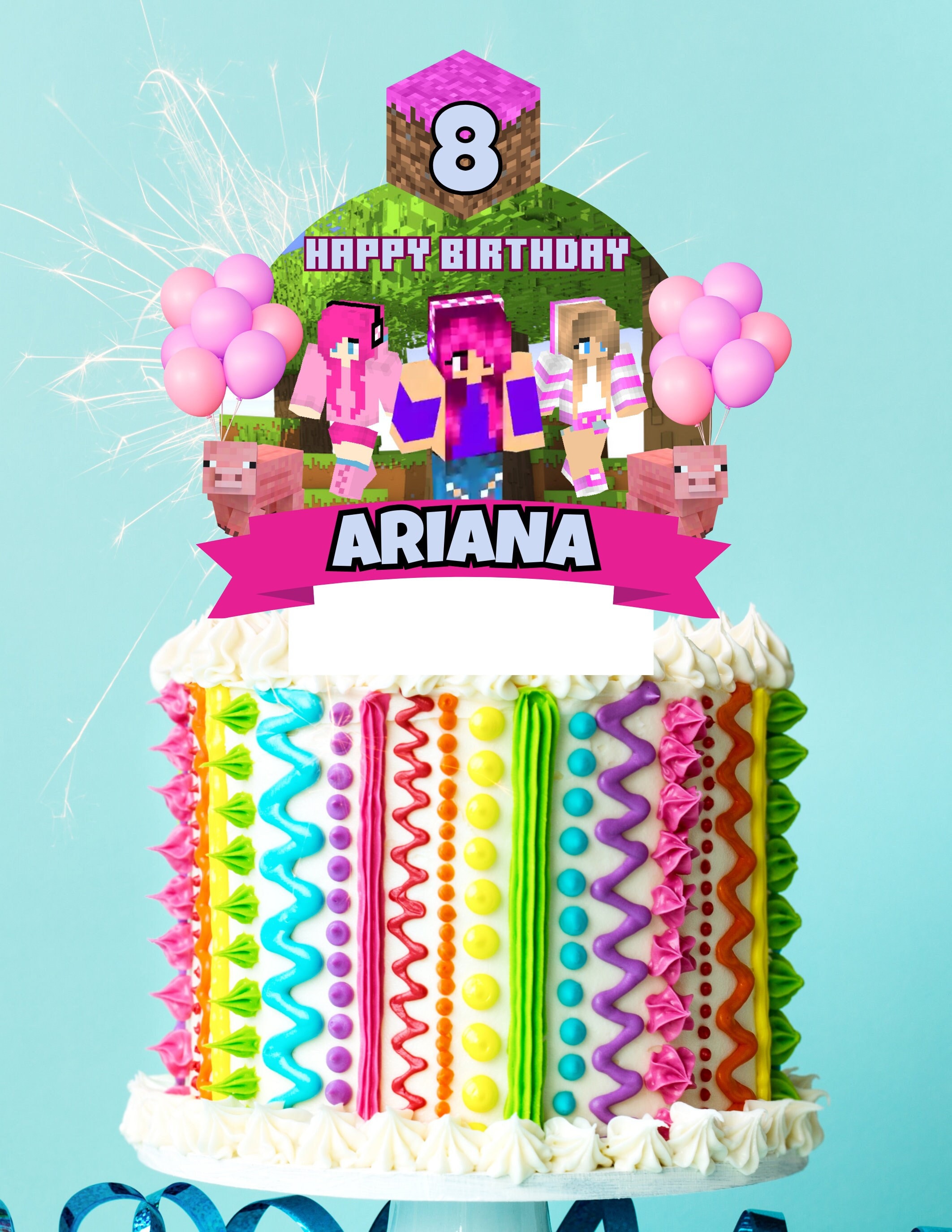 Printable Cake Topper and 12 Cupcake Toppers