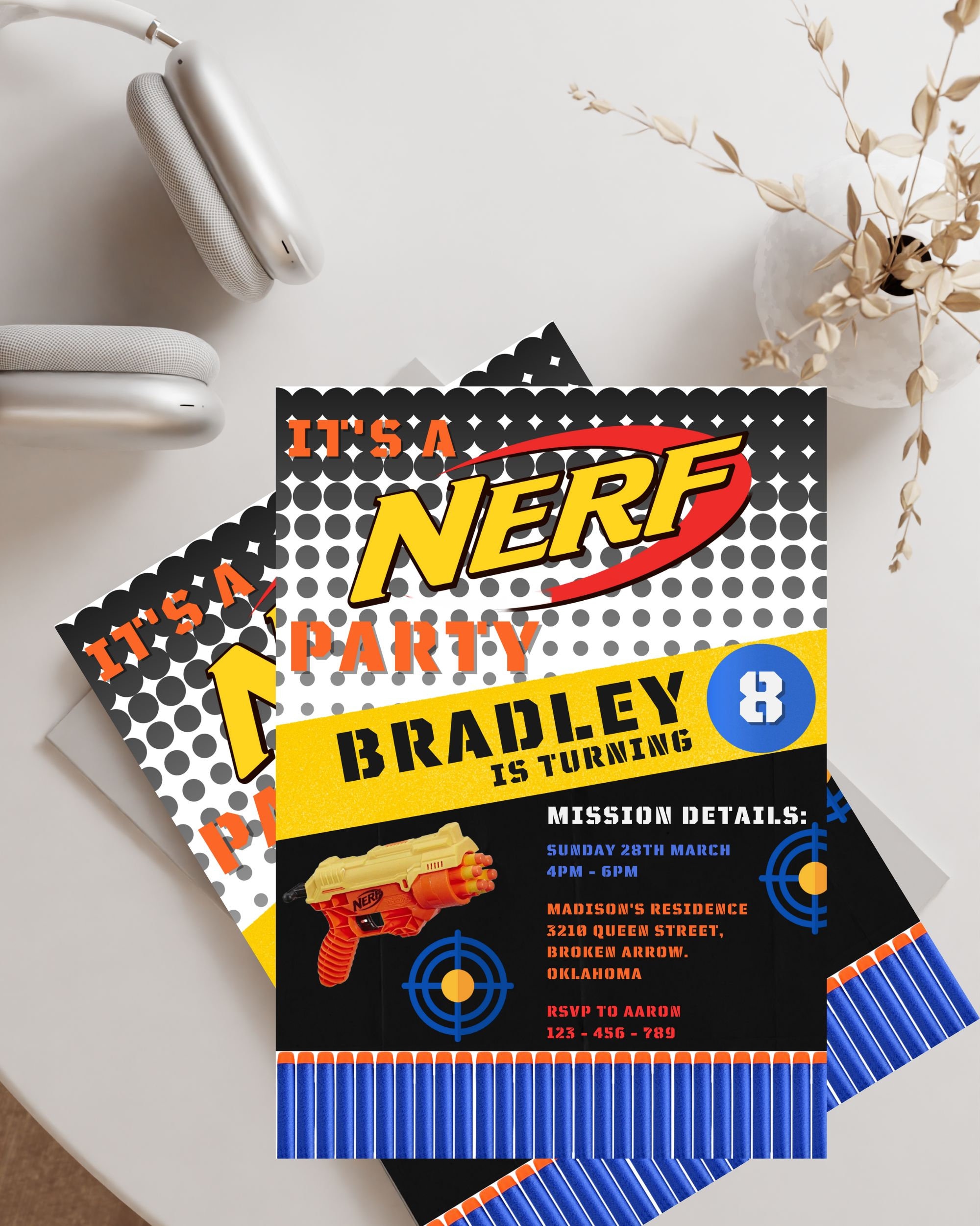 Nerf Birthday Invitation Birthday Party Invitation Game - Etsy