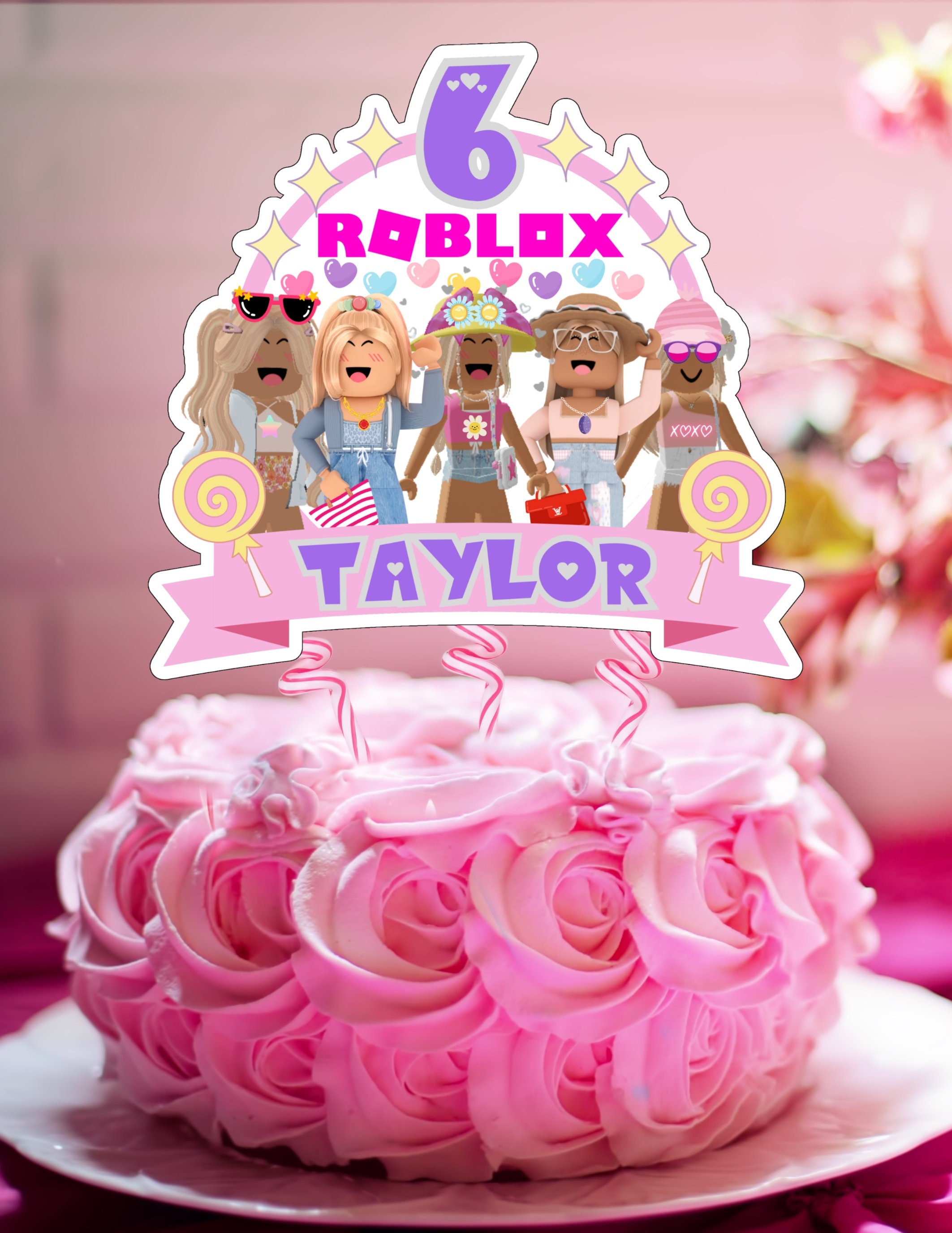 Roblox Girl Birthday Cake Topper – Personalized Digital Download