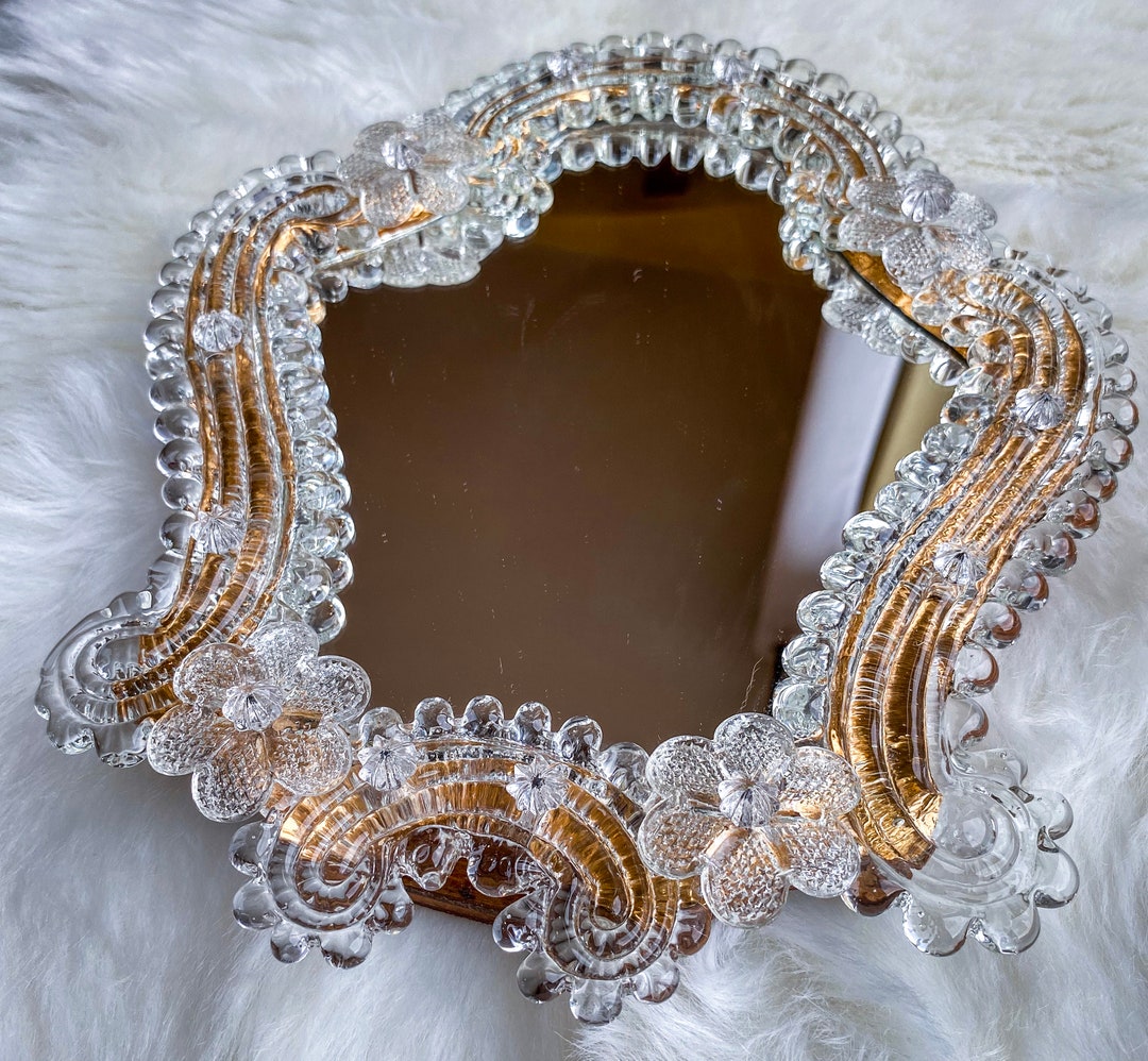 Murano Glass Mirror/vintage Table Mirror/tabletop Etsy