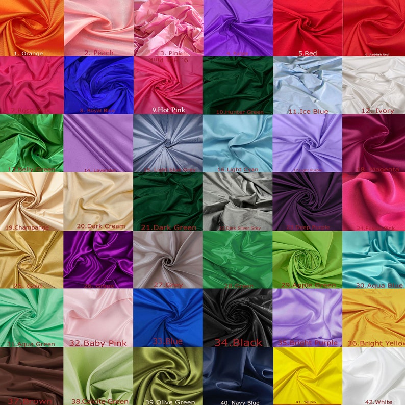 Tessuto taffetà di seta a 42 colori, tessuto taffetà semplice, tessuto taffetà di seta, tessuto abito, tessuto taffetà di seta indiano, tessuto di seta per abito da sposa immagine 1
