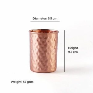 250 ML Copper Tumbler Cup Glass Copper Drink Glasses Mug, Birthday, Anniversary Gift zdjęcie 4