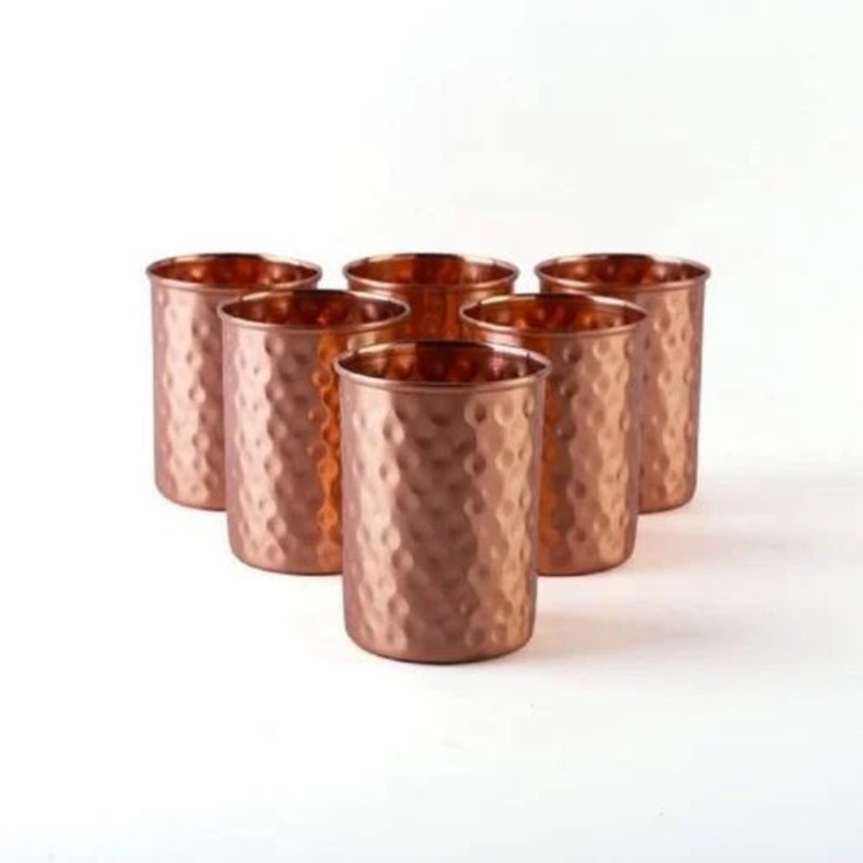 250 ML Copper Tumbler Cup Glass Copper Drink Glasses Mug, Birthday, Anniversary Gift 4 PCS