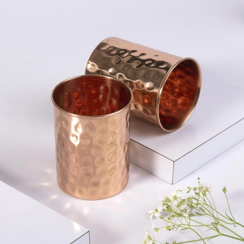 250 ML Copper Tumbler Cup Glass Copper Drink Glasses Mug, Birthday, Anniversary Gift zdjęcie 1