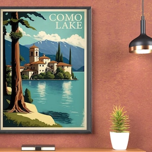 Travel Poster - Lake Como - Como Lake - Wall Art - Ai Generated Art - Vintage travel poster