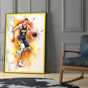 Nikola Jokic - Basketball Poster - Jokic Poster - Basketball Decor - AI generated art - Denver Art