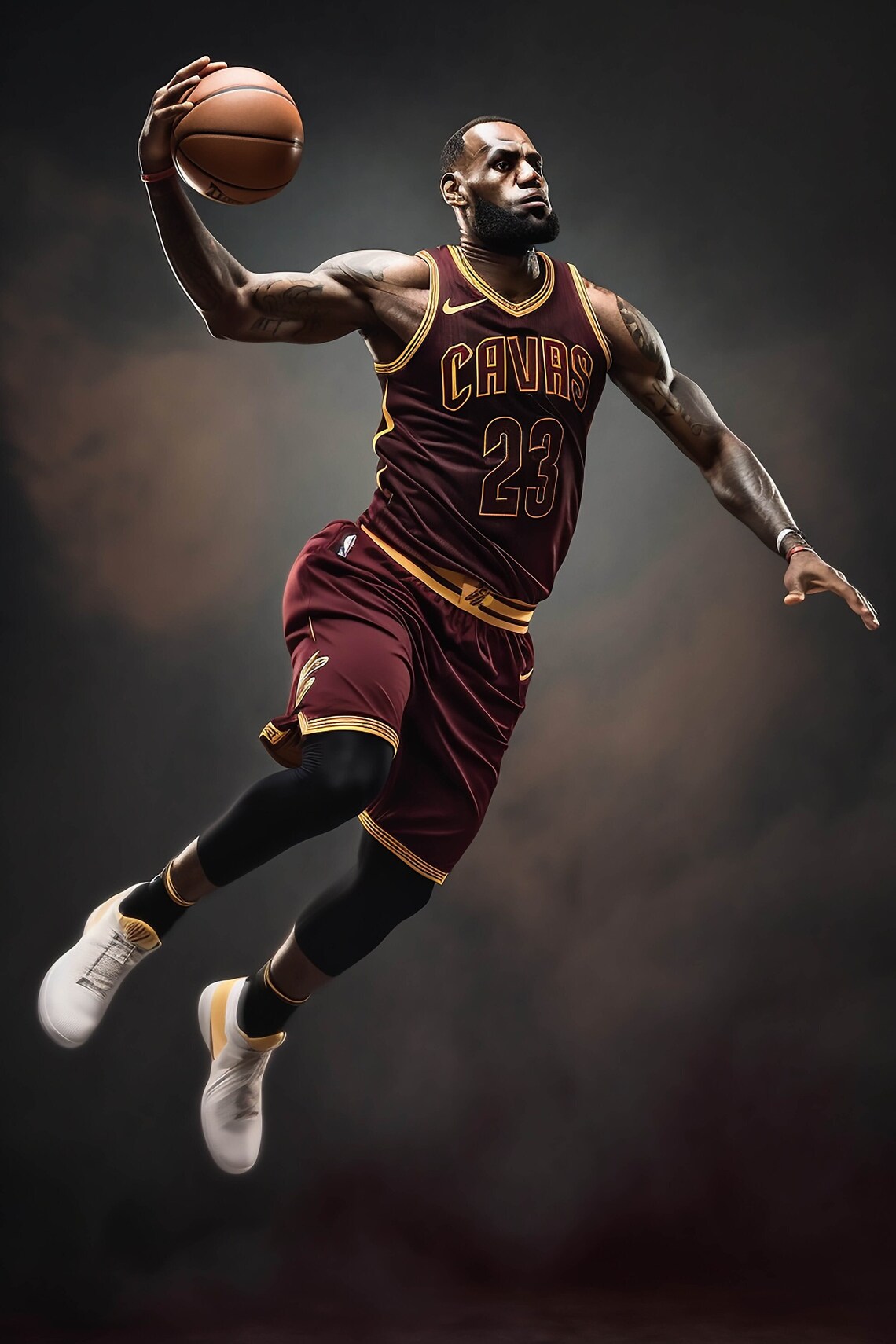 Lebron James Poster - Lebron Poster - Basketball Print - AI Generated