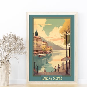 Lake Como Painting - Vintage Travel Poster - Italy Wall Art - Italy Watercolor - AI generated art - Poster Art - Digital Download