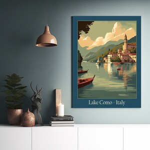 Italien-Reiseposter – Italien-Wandkunst – Midjourney-Kunst – Vintage-Poster – Comer See-Druck – Reisedruck – KI-generierte Kunst