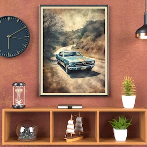 Mustang Poster - Memorial Day Gift - Vintage Auto Poster - Klassieke auto&#39;s - Kunst aan de muur