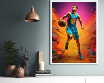 Steph Curry Poster - Stephen Curry Poster - Basketball Wall Art - Ai generated art - Digital Poster - Unique holiday gift