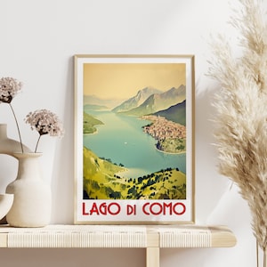 Comer See - Vintage Reiseposter - Wandkunst - italienisches Poster - Wohndekoration - Geschenkidee - Digitaler Download